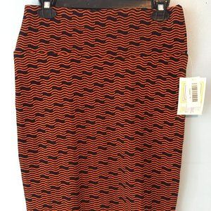 Lularoe Orange and Navy Cassie Skirt Small NWT